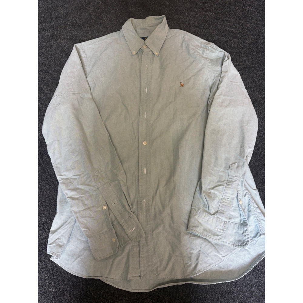 Ralph Lauren Mens Oxford Button Down Shirt Light Green Long Sleeve Large L/G